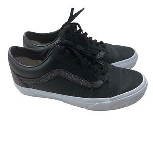 Vans Black Low-Top Sneakers with Glitter Side Stripe